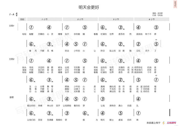 明天会更好（简和谱）