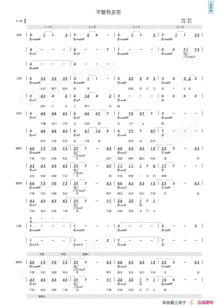 不管有多苦（简和谱）