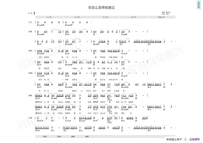 你怎么舍得我难过（简和谱）