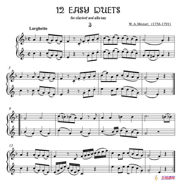 12首单簧管萨克斯重奏之三
