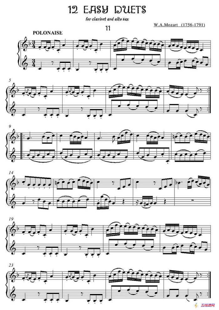 12首单簧管萨克斯重奏之十一