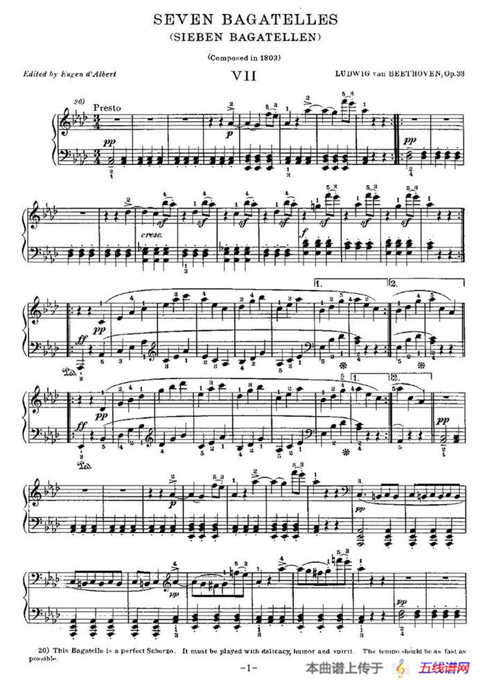 贝多芬钢琴小品（Bagatelles）（Op.33 之7）