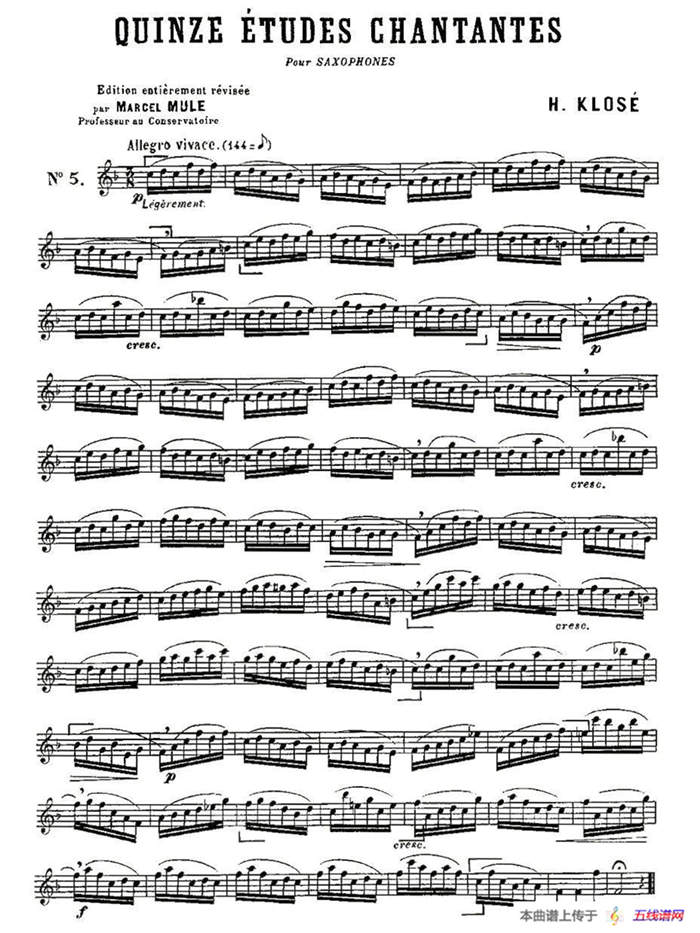 Klose Etudes Chantantes Pour Saxophone（练习曲之五）