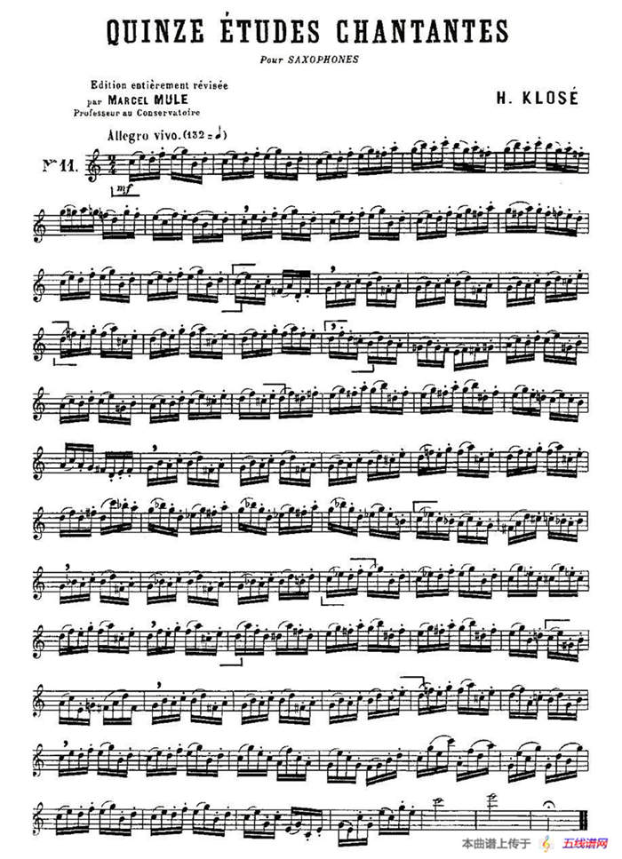 Klose Etudes Chantantes Pour Saxophone（练习曲之十一）