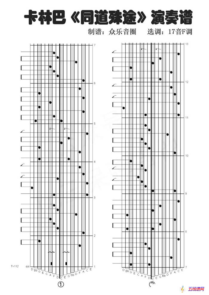 同道殊途（拇指琴卡林巴琴演奏谱）