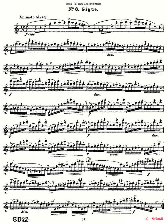 Bach-24 Flutc Concert Studies 之6—10（巴赫—24首长笛音乐会练习曲）