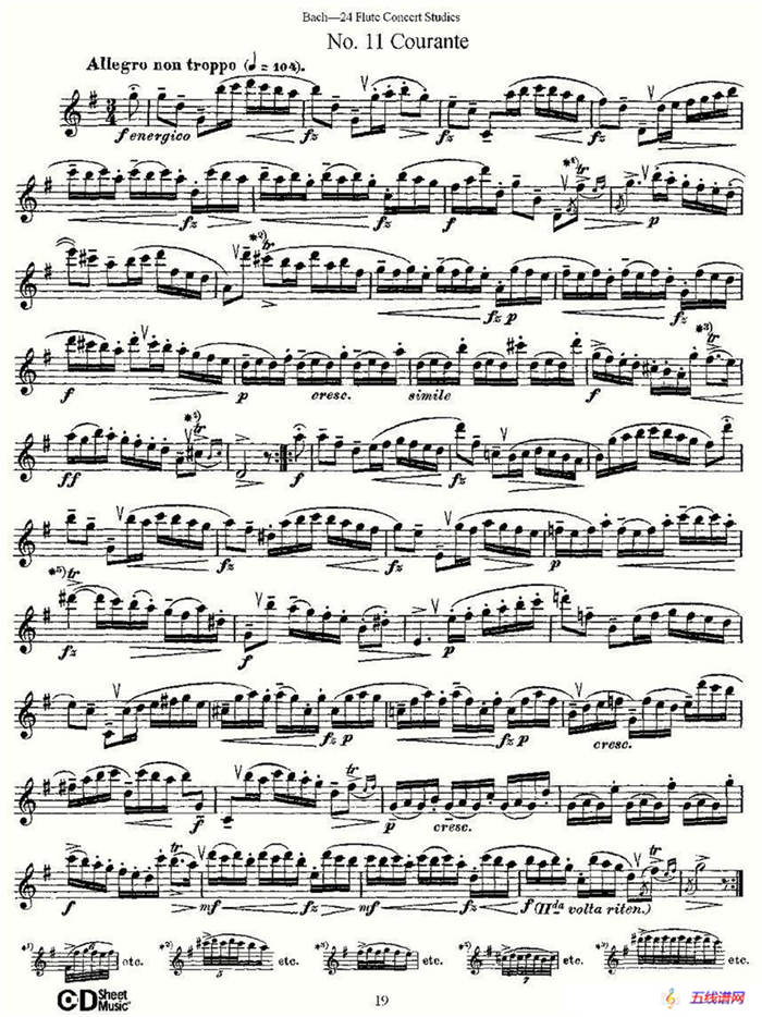 Bach-24 Flutc Concert Studies 之11—15（巴赫—24首长笛音乐会练习曲）