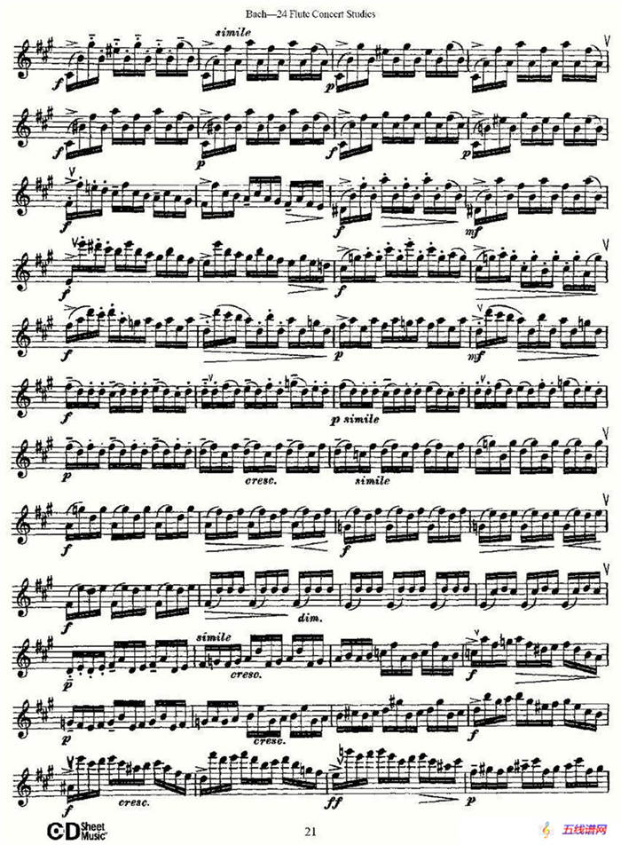 Bach-24 Flutc Concert Studies 之11—15（巴赫—24首长笛音乐会练习曲）