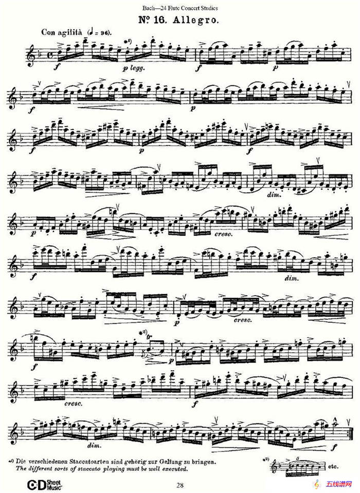 Bach-24 Flutc Concert Studies 之16—19（巴赫—24首长笛音乐会练习曲）