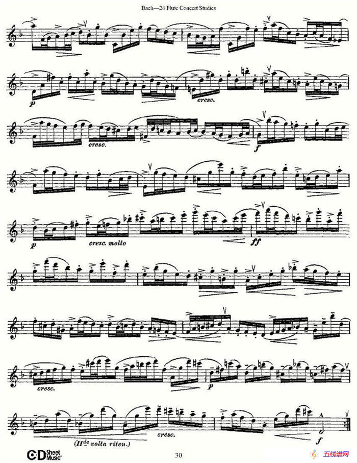 Bach-24 Flutc Concert Studies 之16—19（巴赫—24首长笛音乐会练习曲）