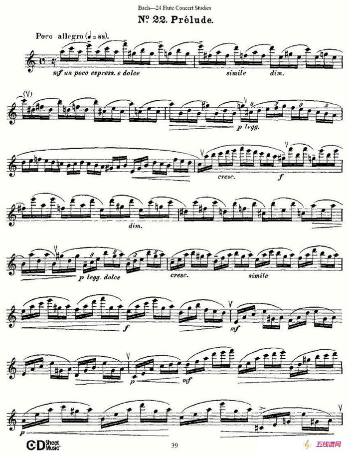 Bach-24 Flutc Concert Studies 之20—24（巴赫—24首长笛音乐会练习曲）