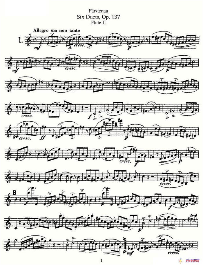 Six Duets, Op.137 之一（二重奏 六首作品 137號）