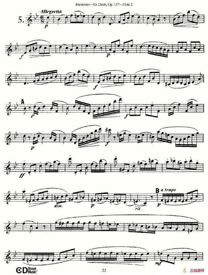 Six Duets, Op.137 之五（二重奏 六首作品 137号）