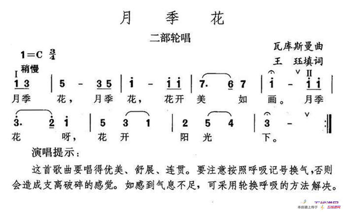 月季花（王玨 填詞 瓦庫斯曼曲）