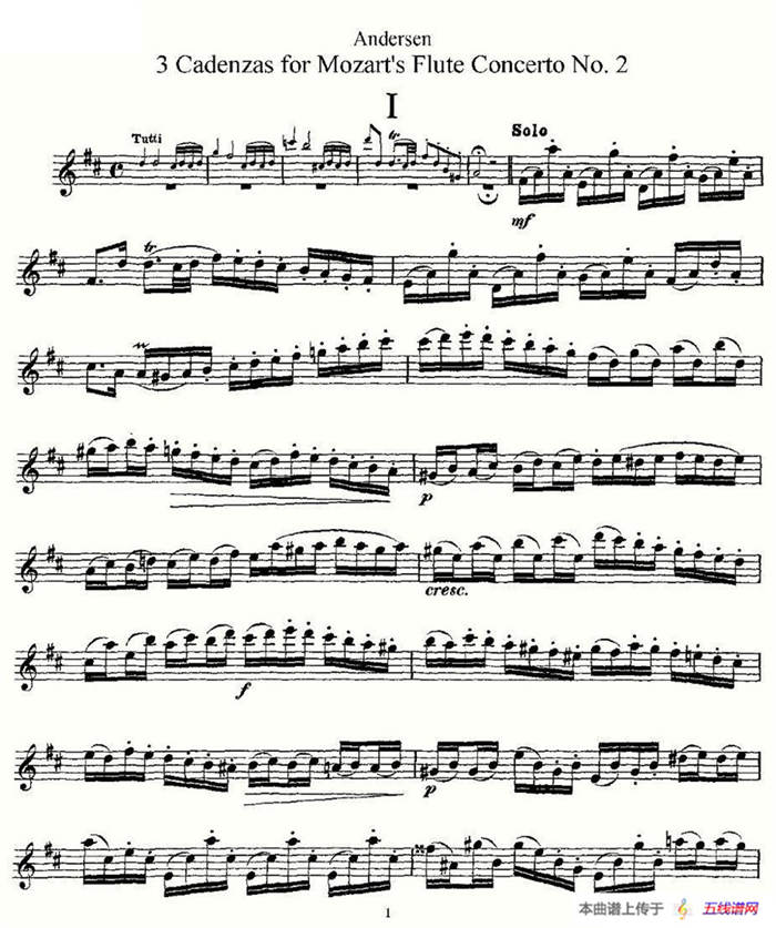 3 Cadenzas for Mozart's flute Concerto No.2