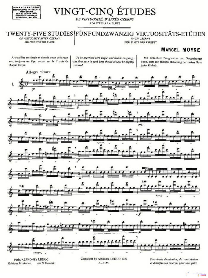 Moyse - 25 Studies after Czerny flute  [1]（25首改编自车尔尼作品的练习曲）