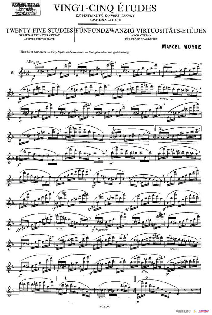 Moyse - 25 Studies after Czerny flute  [6]（25首改编自车尔尼作品的练习曲）