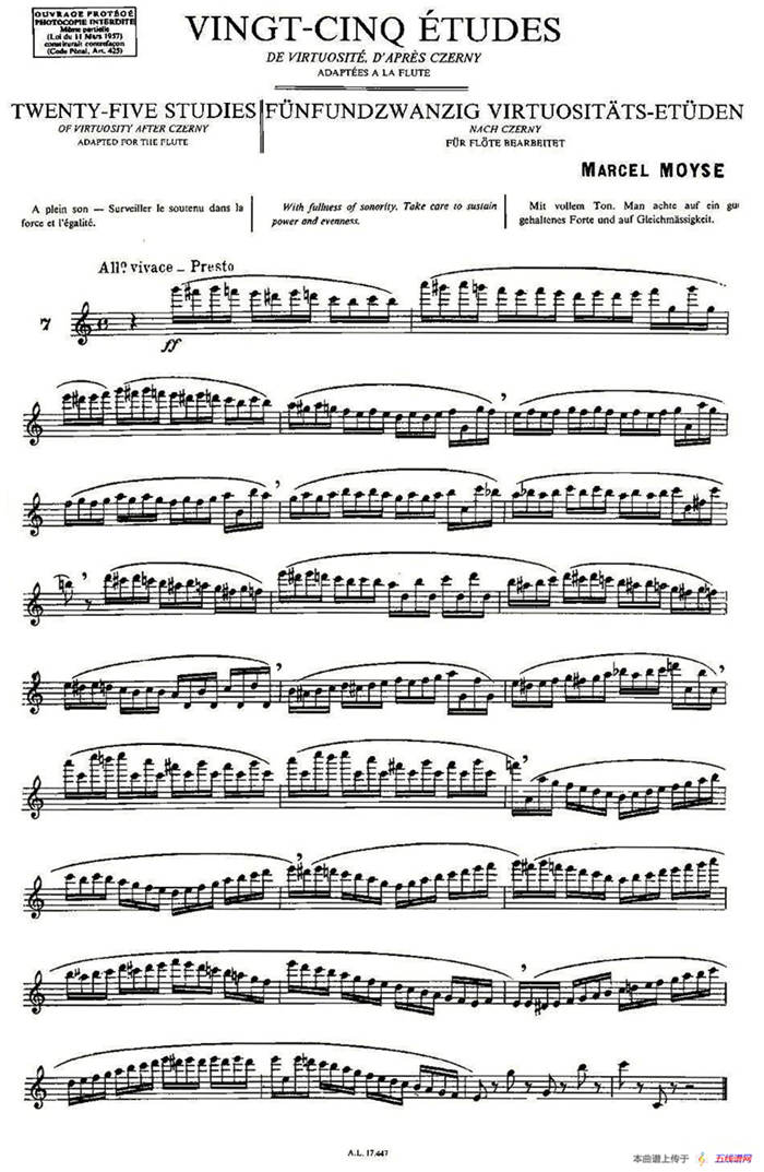 Moyse - 25 Studies after Czerny flute  [7]（25首改编自车尔尼作品的练习曲）
