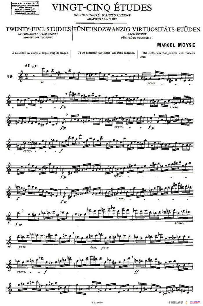 Moyse - 25 Studies after Czerny flute  [10]（25首改编自车尔尼作品的练习曲）