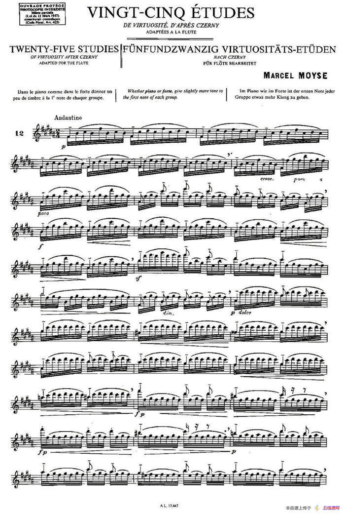 Moyse - 25 Studies after Czerny flute  [12]（25首改编自车尔尼作品的练习曲）