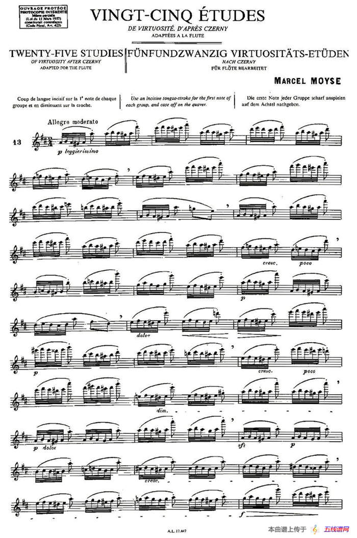 Moyse - 25 Studies after Czerny flute 之13（25首改编自车尔尼作品的练习曲）