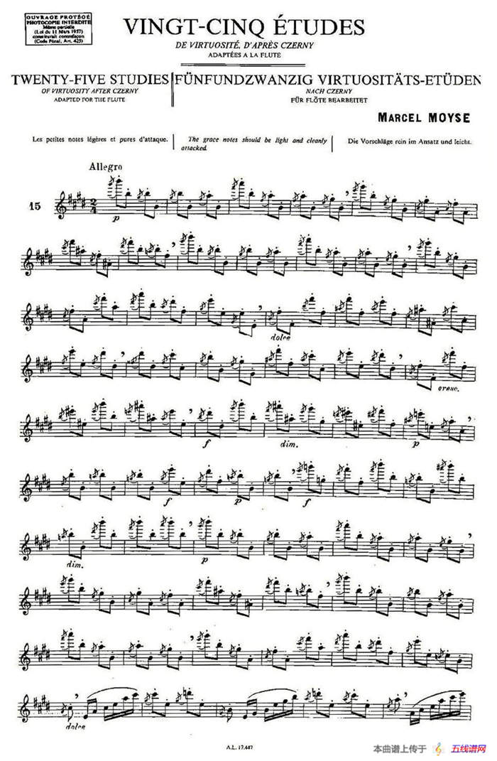 Moyse - 25 Studies after Czerny flute 之15（25首改编自车尔尼作品的练习曲）
