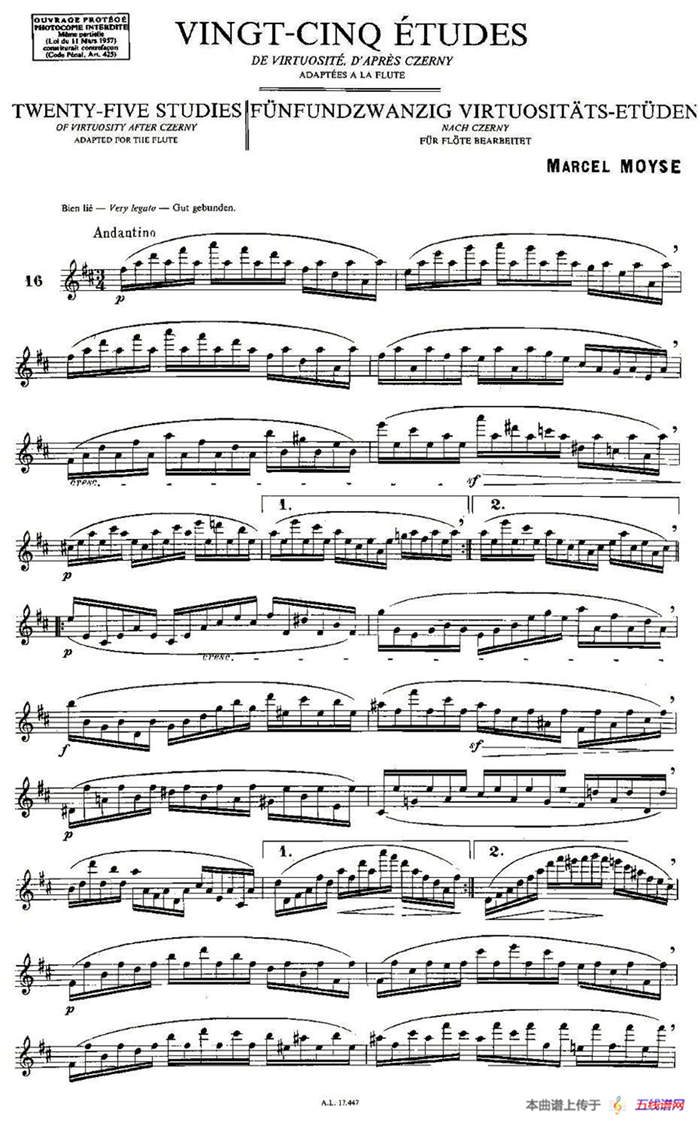 Moyse - 25 Studies after Czerny flute 之16（25首改编自车尔尼作品的练习曲）