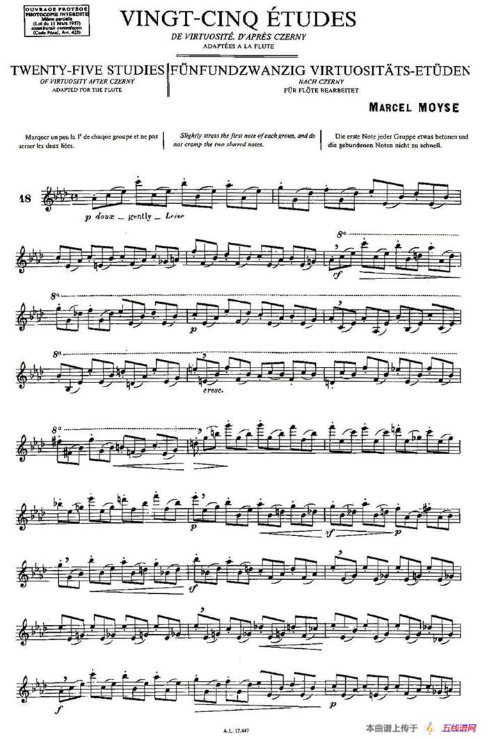 Moyse - 25 Studies after Czerny flute 之18（25首改编自车尔尼作品的练习曲）