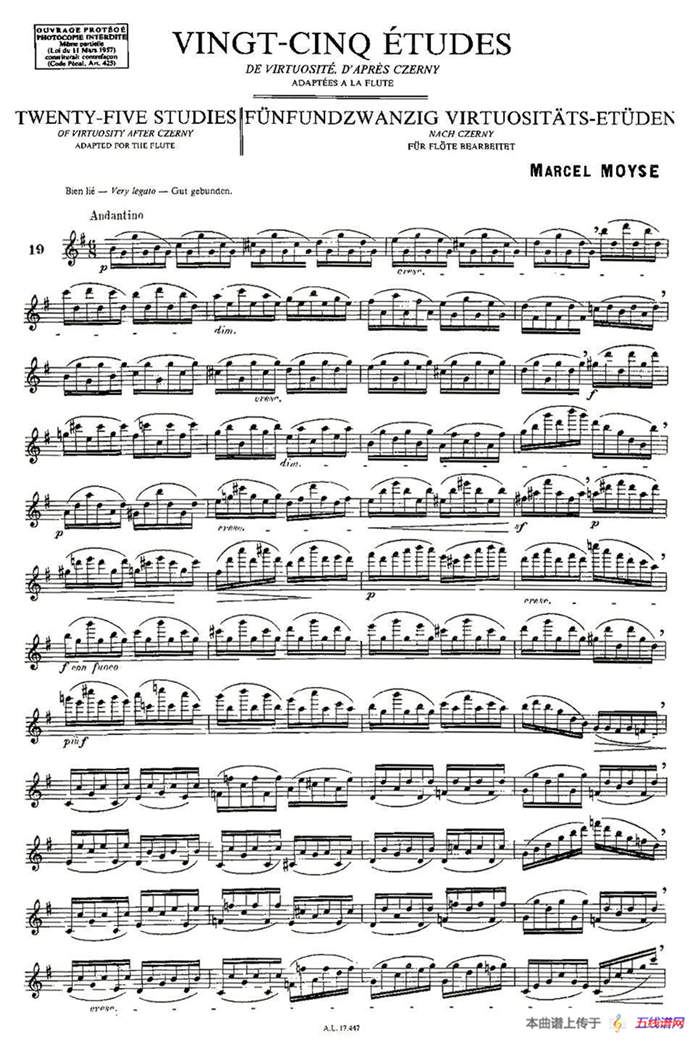 Moyse - 25 Studies after Czerny flute 之19（25首改编自车尔尼作品的练习曲）