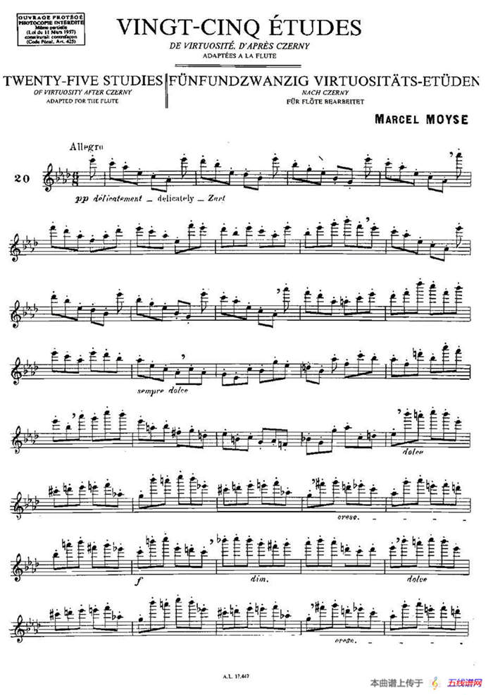 Moyse - 25 Studies after Czerny flute 之20（25首改编自车尔尼作品的练习曲）