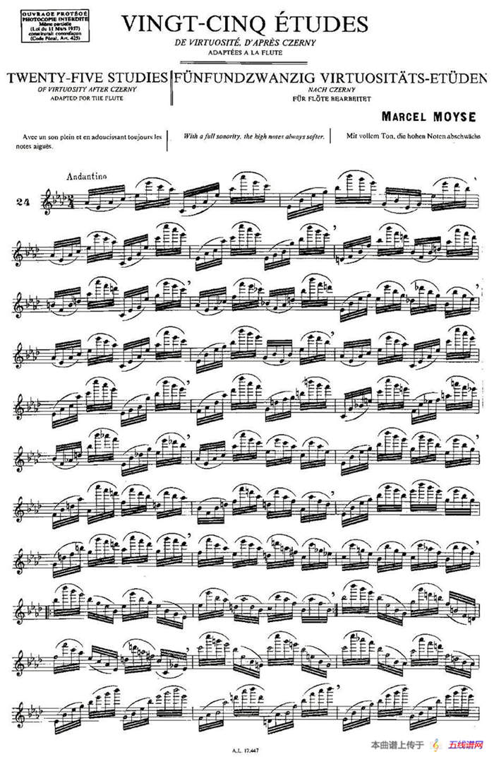 Moyse - 25 Studies after Czerny flute 之24（25首改编自车尔尼作品的练习曲）