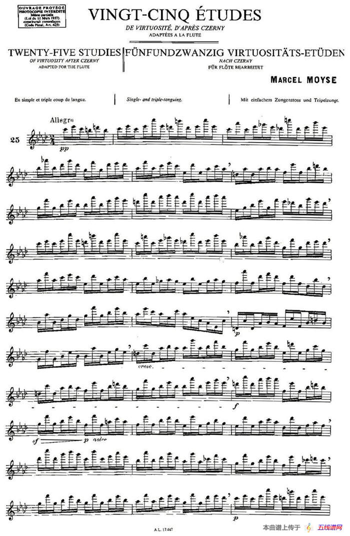 Moyse - 25 Studies after Czerny flute 之25（25首改编自车尔尼作品的练习曲）