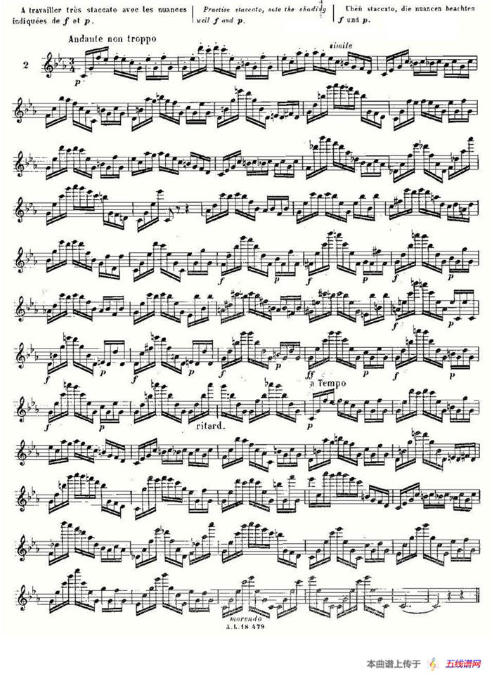 基于维尼亚夫斯基练习曲的10首长笛练习曲之2（Moyse - 10 Studies After Wieniawski）