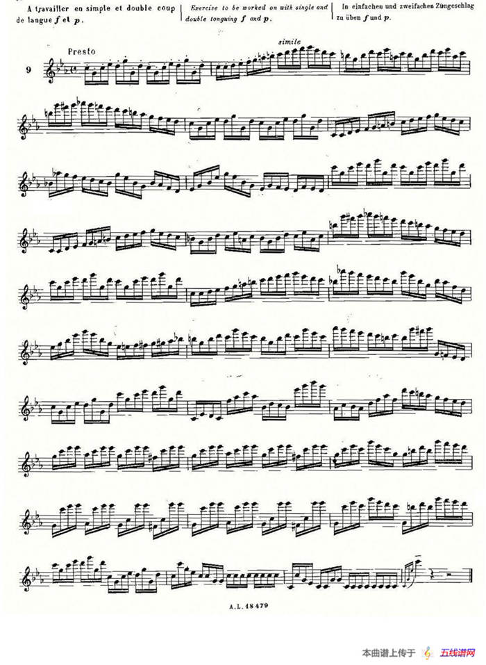 基于维尼亚夫斯基练习曲的10首长笛练习曲之9（Moyse - 10 Studies After Wieniawski）