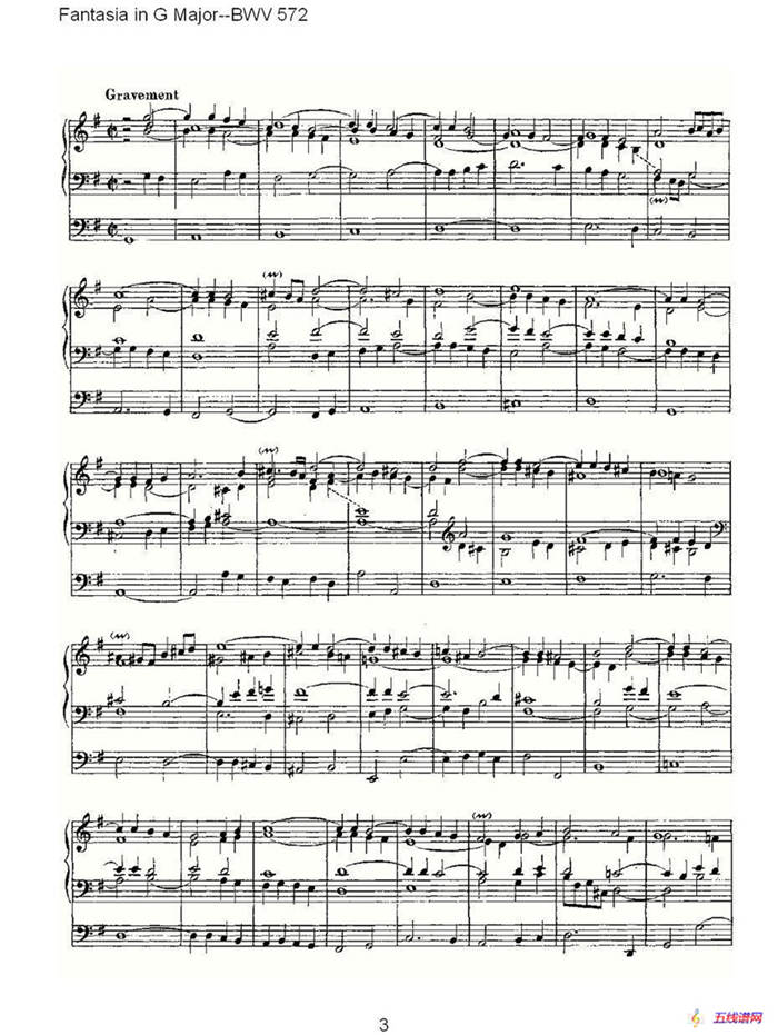 Fantasia in G Major--BWV 572 （管风琴谱）