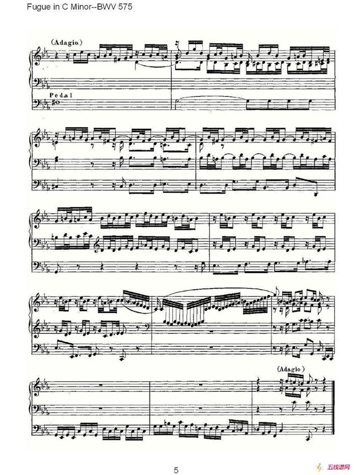  Fugue in C Minor--BWV 575 （管风琴谱）
