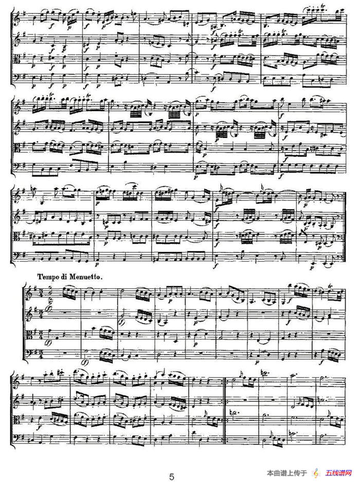 Quartet No. 3 in G Major, K. 156 （G大调第三弦乐四重奏）