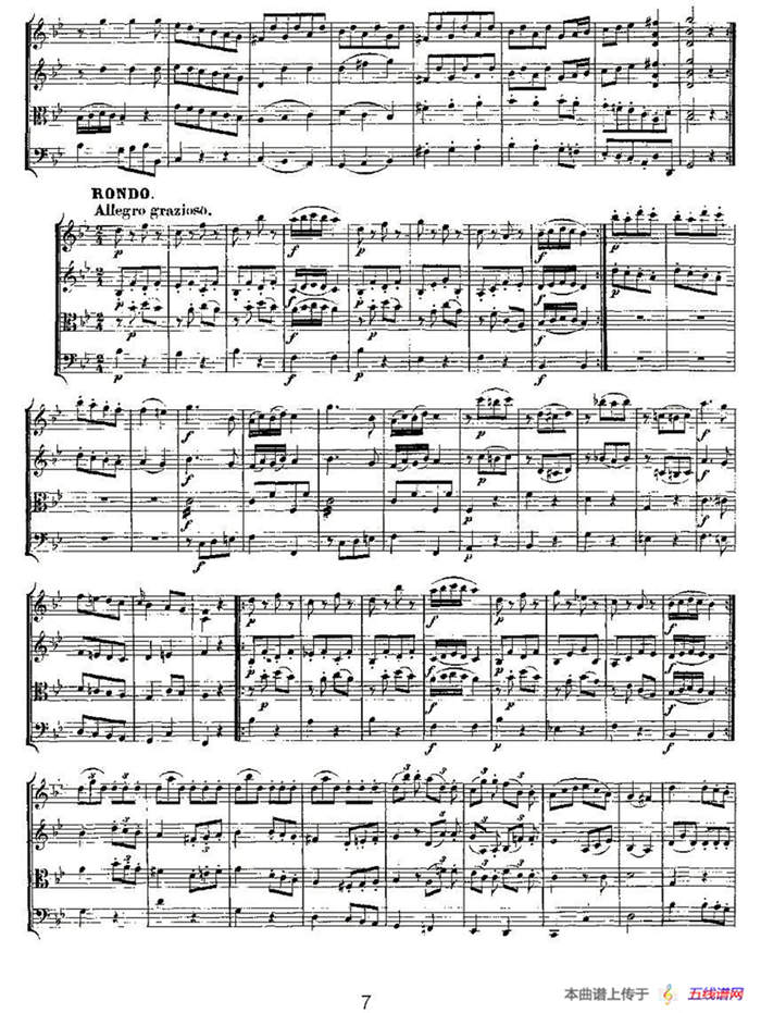 Quartet No. 6 in Bb Major, K. 159（降B大调第六弦乐四重奏）