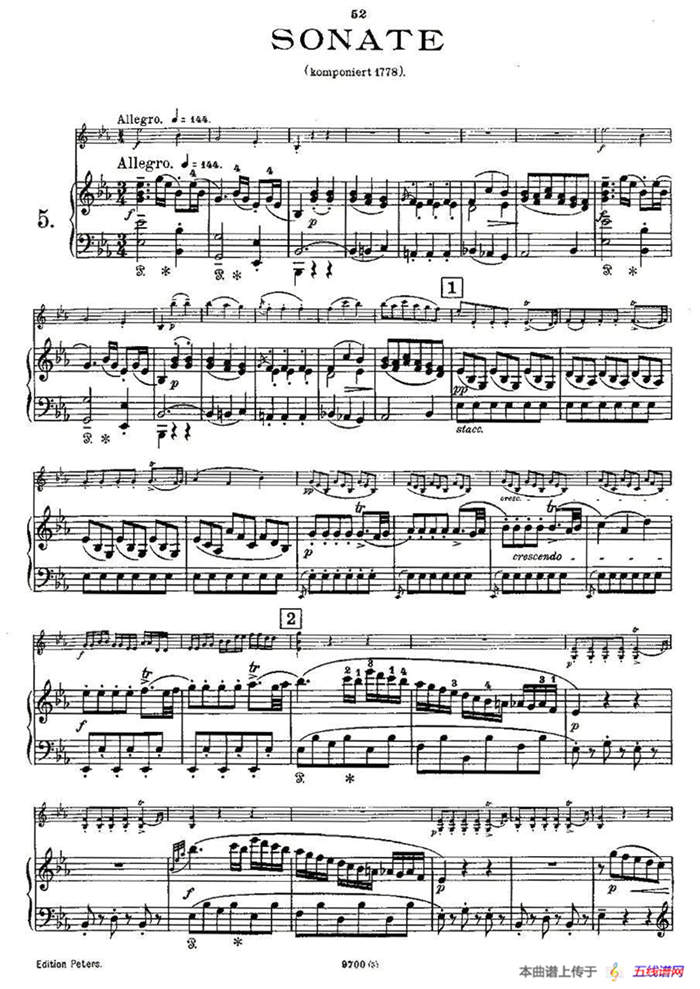 Mozart - Violin Sonata No.5, KV. 302（第五小提琴奏鸣曲）