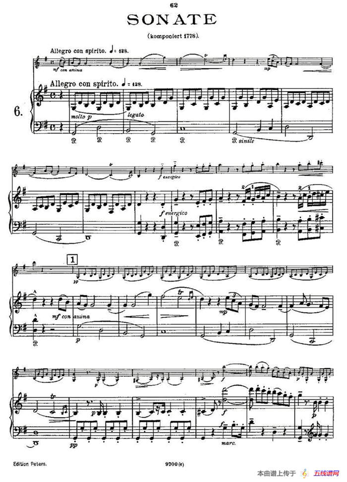 Mozart - Violin Sonata No.6, KV. 301（第六小提琴奏鸣曲）