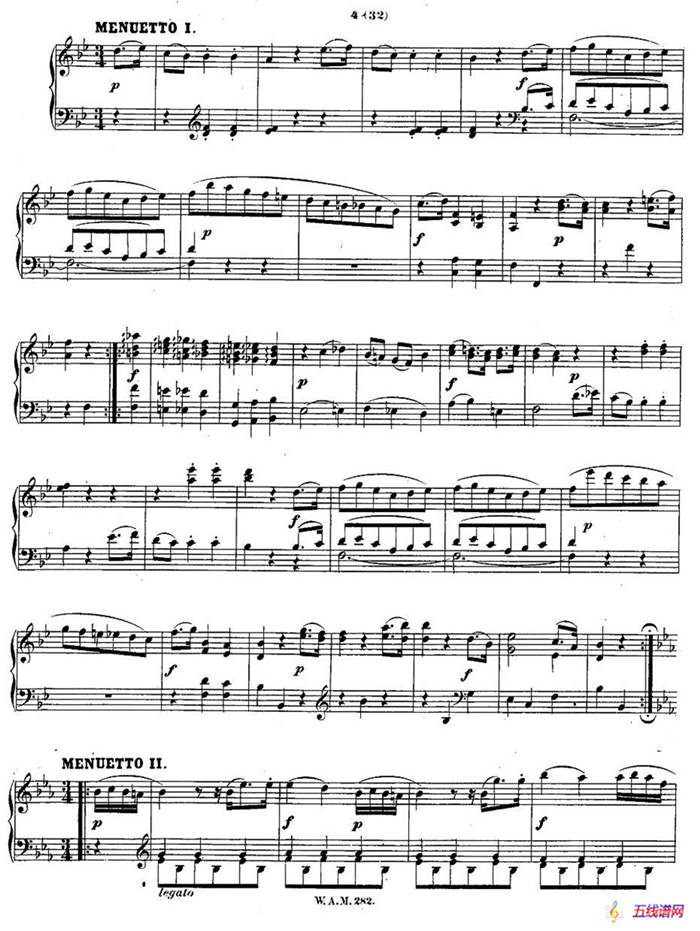 降E大调第四钢琴奏鸣曲 KV.282