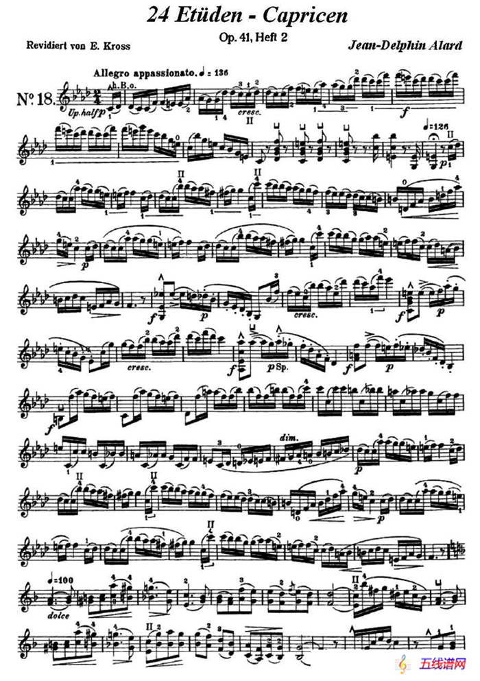 让·德尔菲·阿拉尔-12首小提琴隨想练习曲之18