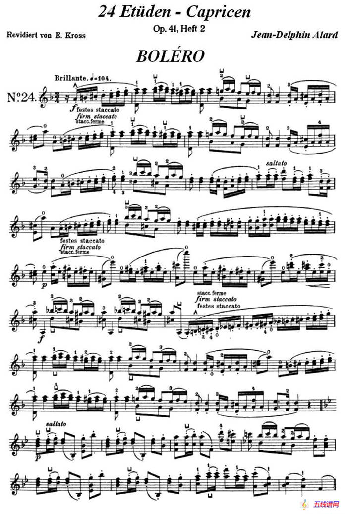 让·德尔菲·阿拉尔-12首小提琴隨想练习曲之24
