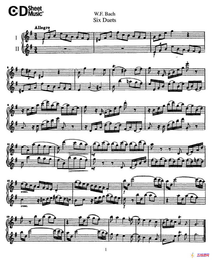 W.F.巴赫—六首二重奏练习曲（1）