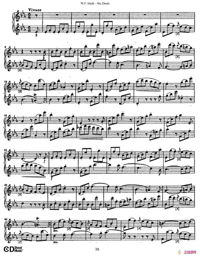 W.F.巴赫—六首二重奏练习曲（5）