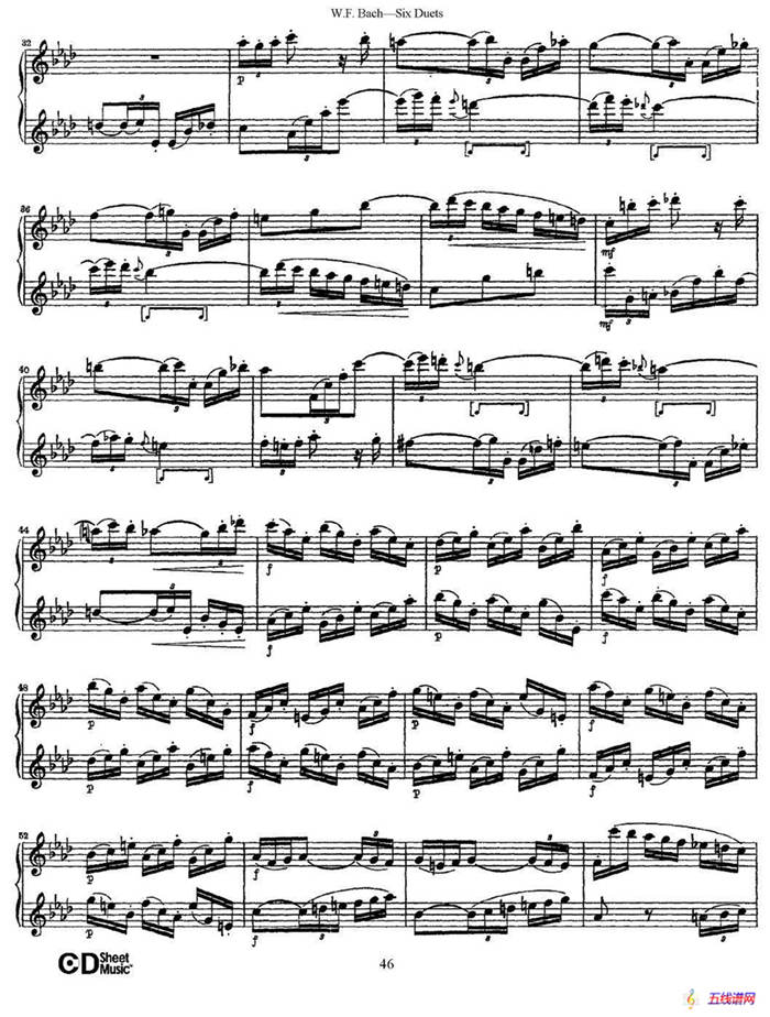 W.F.巴赫—六首二重奏练习曲（6）