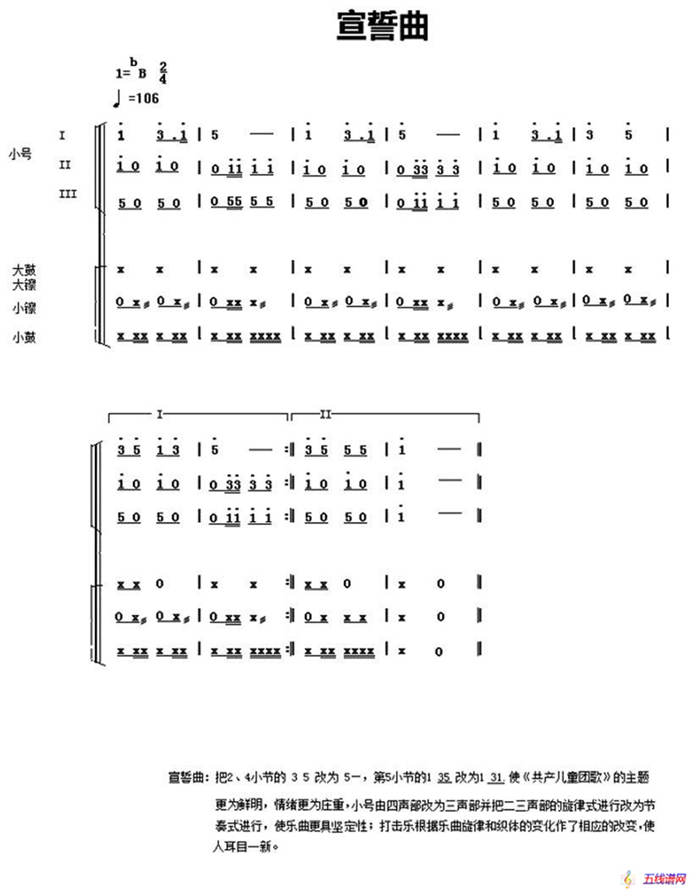 中国少年先锋队鼓号谱：4、宣誓曲 