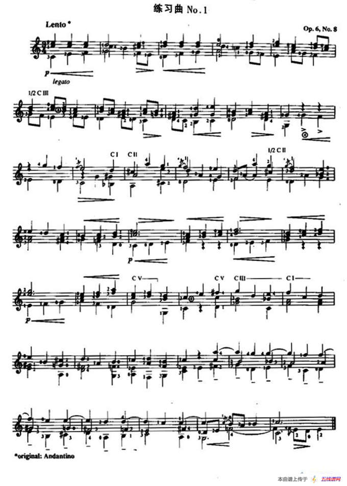 费尔南多·索尔 古典吉他练习曲 No.1（Op.6 No.8）