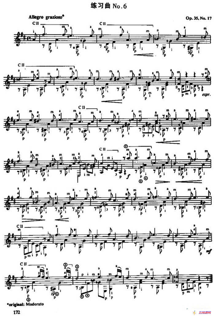 费尔南多·索尔 古典吉他练习曲 No.6（Op.35 No.17）
