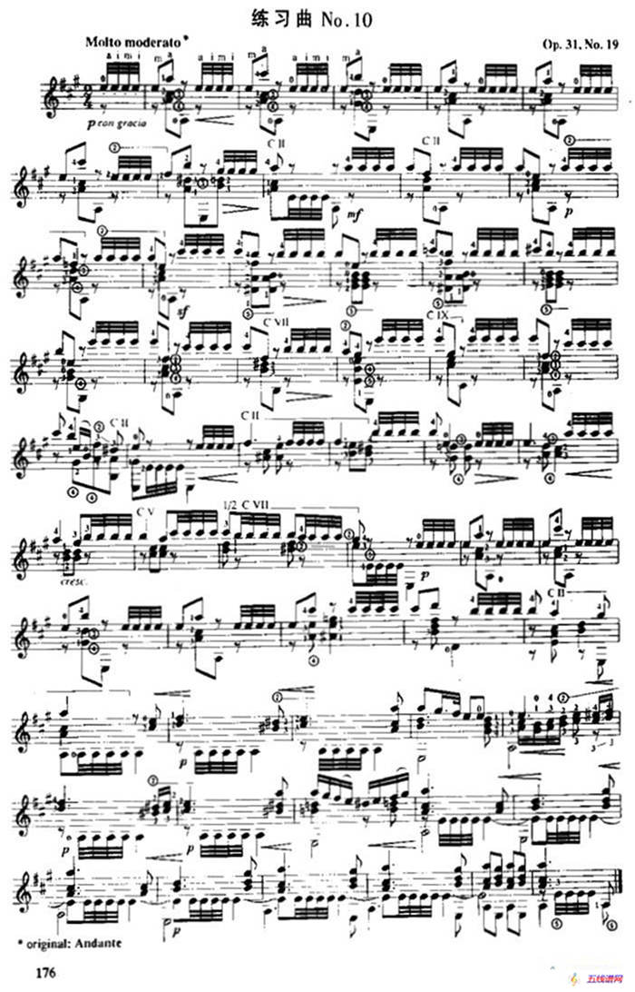 费尔南多·索尔 古典吉他练习曲 No.10（Op.31 No.19）